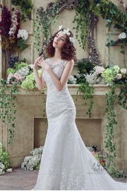 Trumpet / Mermaid Scoop Lace Wedding Dress