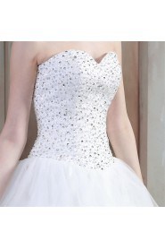 Ball Gown Strapless Tulle:Tulle Wedding Dress