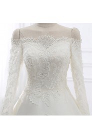 A-line Off-the-shoulder Satin Wedding Dress