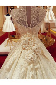 Ball Gown High Neck Lace Wedding Dress