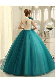 Ball Gown High Neck Tulle,Satin Quinceanera Dress