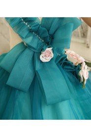 Ball Gown High Neck Tulle,Satin Quinceanera Dress