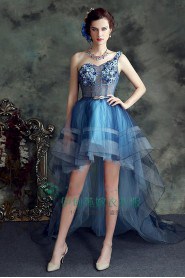 Ball Gown One Shoulder Tulle Knee-length Prom / Evening Dress