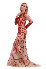 Sheath / Column Jewel Tulle Prom / Evening Dress