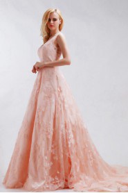 Ball Gown V-neck Tulle,Satin Prom / Evening Dress