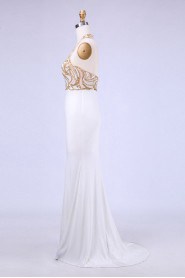 Sheath / Column Halter Tulle Prom / Evening Dress