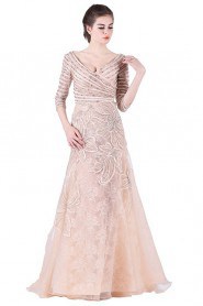 A-line V-neck Tulle Prom / Evening Dress