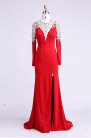 Sheath / Column Scoop Satin Prom / Evening Dress