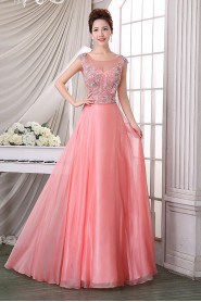 A-line Scoop Tulle Prom / Evening Dress
