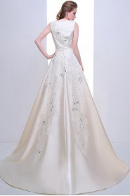 A-line Scoop Satin Prom / Evening Dress
