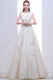 A-line Scoop Satin Prom / Evening Dress