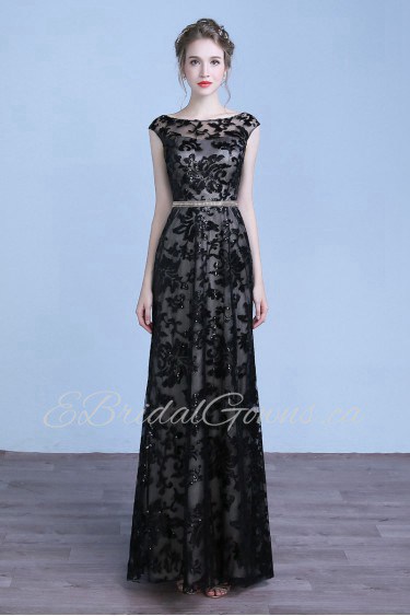 Sheath / Column Scoop Lace Prom / Evening Dress