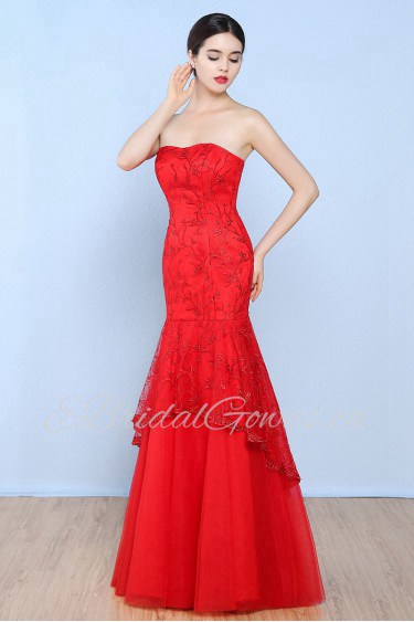 Trumpet / Mermaid Strapless Tulle,Lace Prom / Evening Dress