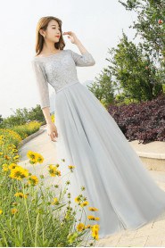 Sheath / Column Scoop Tulle,Lace Prom / Evening Dress