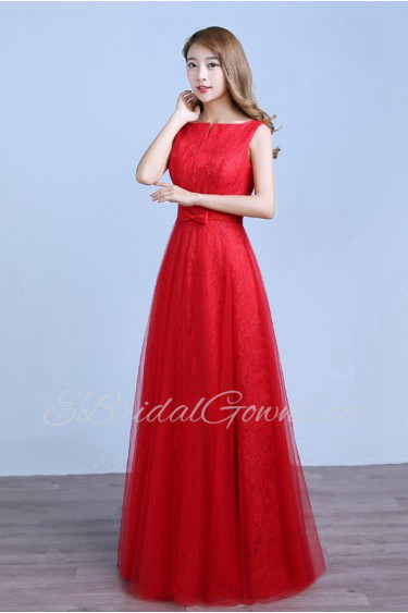Sheath / Column Scoop Tulle,Lace Prom / Evening Dress