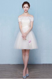 A-line Off-the-shoulder Short / Mini Prom / Evening Dress