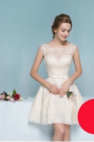 A-line Scoop Lace Short / Mini Prom / Evening Dress
