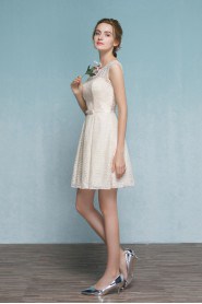 A-line Scoop Lace Short / Mini Prom / Evening Dress