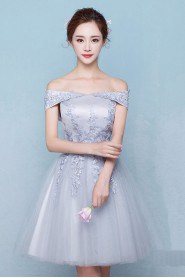 A-line Off-the-shoulder Tulle Short / Mini Prom / Evening Dress