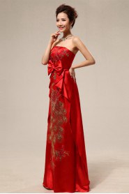 Sheath / Column Strapless Satin Prom / Evening Dress