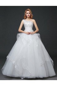 Ball Gown One Shoulder Lace Wedding Dress