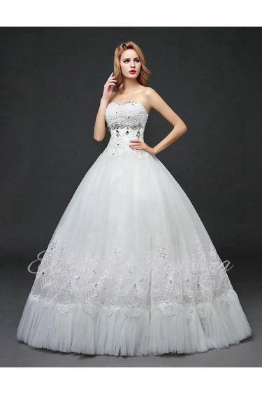 Ball Gown Strapless Lace Wedding Dress