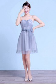 A-line Tulle Short / Mini Prom / Evening Dress