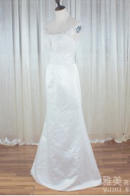 Sheath / Column Jewel Satin Wedding Dress