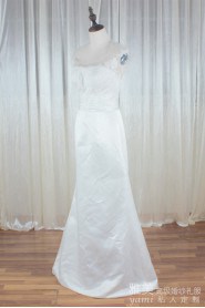 Sheath / Column Jewel Satin Wedding Dress