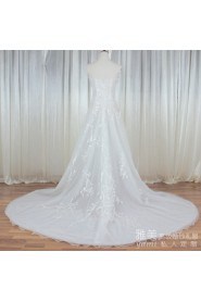 A-line Strapless Tulle Wedding Dress
