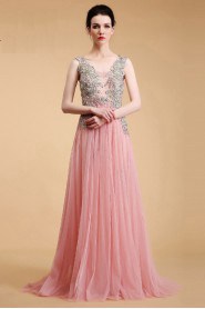 Sheath / Column Scoop Tulle Prom / Evening Dress