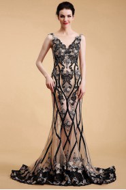 Trumpet / Mermaid V-neck Tulle Prom / Evening Dress