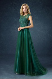 Sheath / Column Scoop Tulle Prom / Evening Dress