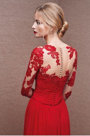 Sheath / Column V-neck Chiffon,Lace Floor-length Prom / Evening Dress