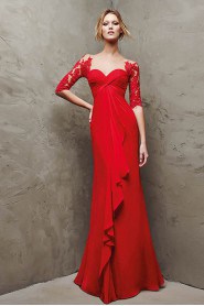 Sheath / Column Off-the-shoulder Lace,Organza Prom / Evening Dress