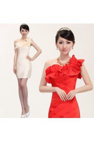 Sheath / Column One Shoulder Satin Short / Mini Prom / Evening Dress