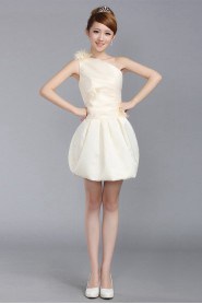 Sheath / Column One Shoulder Satin Short / Mini Prom / Evening Dress