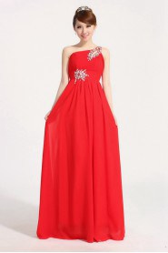 Sheath / Column One Shoulder Chiffon,Lace Prom / Evening Dress