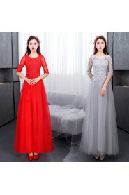 A-line Scoop Ankle-length Prom / Evening Dress
