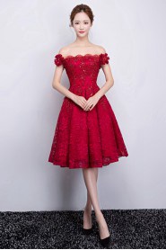 A-line Off-the-shoulder Knee-length Prom / Evening Dress
