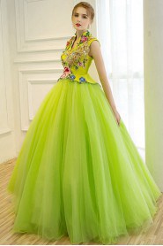 Ball Gown High Neck Tulle Prom / Evening Dress