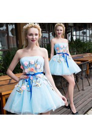 Ball Gown Strapless Tulle Short / Mini Prom / Evening Dress