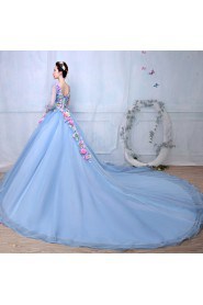 Ball Gown V-neck Tulle Prom / Evening Dress
