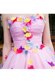 Ball Gown Strapless Tulle Short / Mini Quinceanera Dress