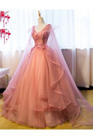 Ball Gown V-neck Evening / Prom Dress with Beading