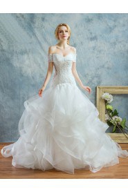 Ball Gown Off-the-shoulder Tulle,Lace Wedding Dress with Beading