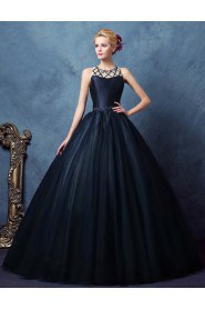 Ball Gown Scoop Tulle Evening / Prom Dress with Beading
