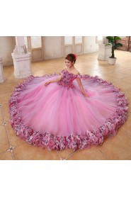 Ball Gown Off-the-shoulder Evening / Prom Dress with Flower(s)