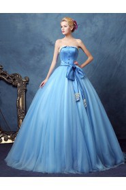 Ball Gown Strapless Tulle Evening / Prom Dress with Beading