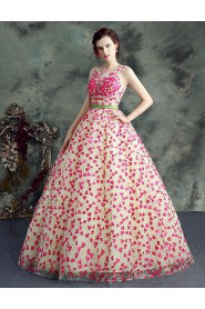 Ball Gown Scoop Tulle Quinceanera Dress with Flower(s)